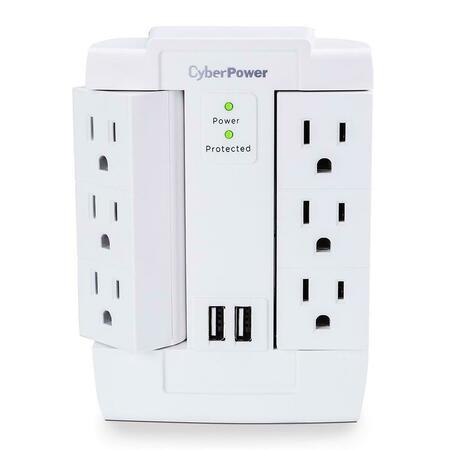 CYBERPOWER 6 - Outlet Swivel Professional Surge Protector with 2 USB Ports, 125V CY392321